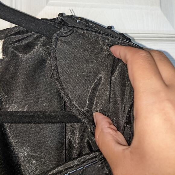 Mark & John by Gopal Vintage Black Sequined Beaded Silk Cocktail Evening Dress L - Picture 6 of 14